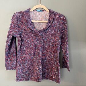 J. McLaughlin Multicolor 3/4 sleeve V neck Top SZ XS